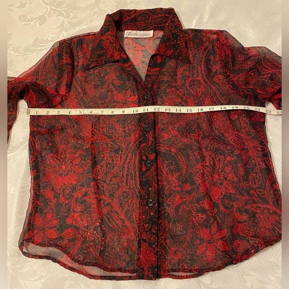 Gloria Lance Petite floral sparkly blouse. Size XL - Picture 4 of 7